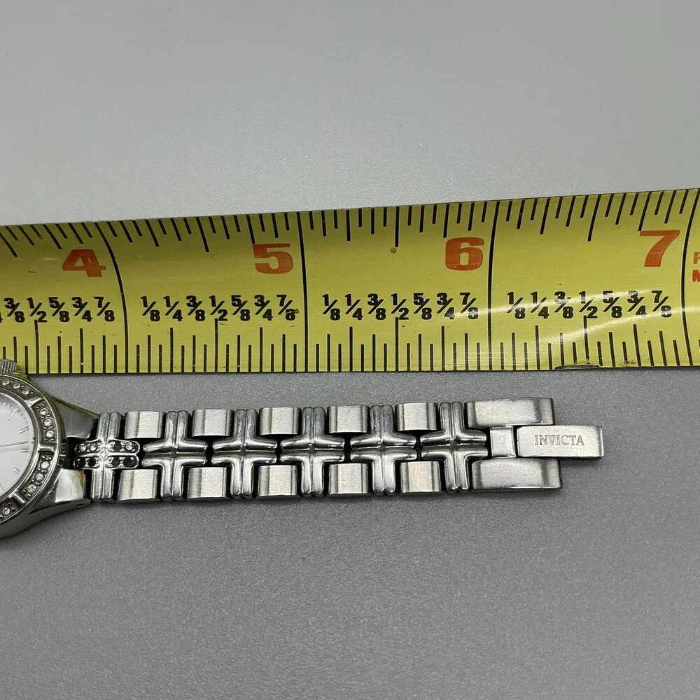 Invicta Womens Watch 22mm White Dial Silver Tone Crystals New Battery 6.5